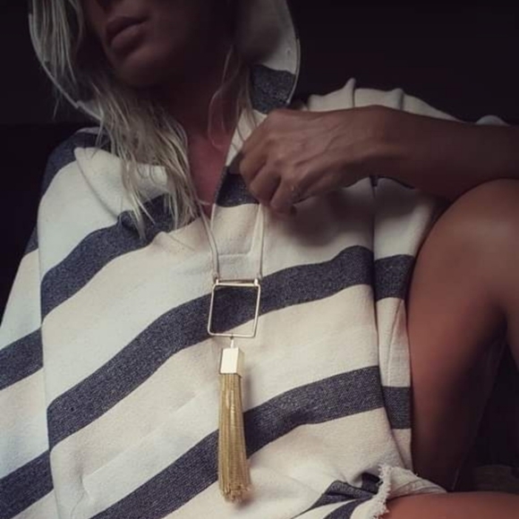 Designer brass square fringe leather neckl… - Picture 10 of 10